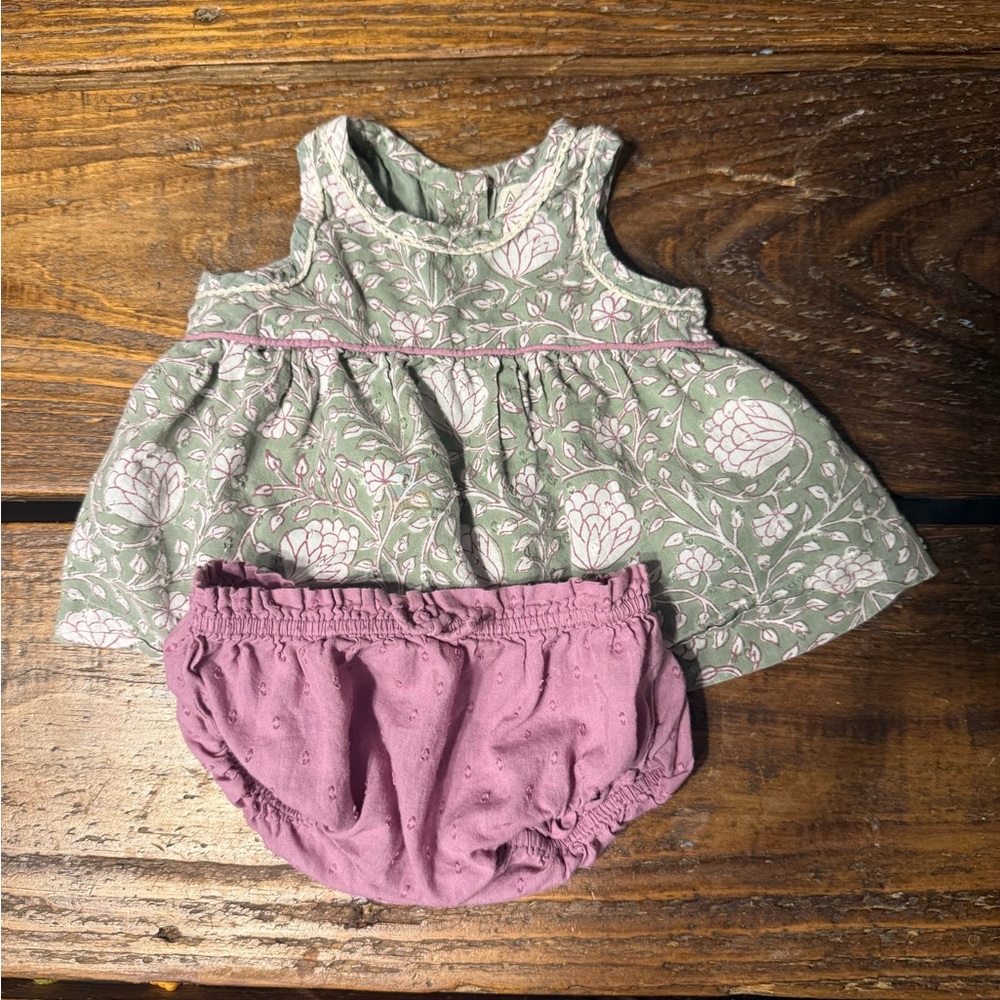 Green and Purple Diaper Cover Set with Ruffled Top